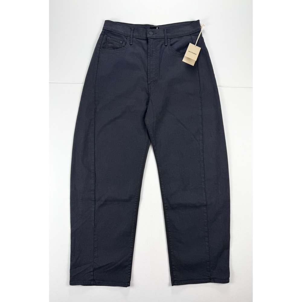 NWT MOTHER Half Pipe Flood Jeans Womens 31 Black Barrel Leg Cats And Dogs #3088